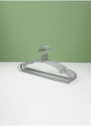 10 Pieces PVC Coated Metal Clothes Hangers Set 45 x 0.4 x 20.3 cm - Grey