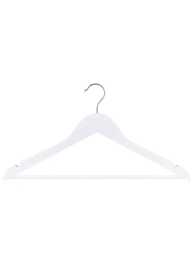 5 Pieces Wooden Clothes Hangers Set 44.5 x 1.2 x 23 cm with Swivel Hook and Non- Slip Shoulder Notch - White