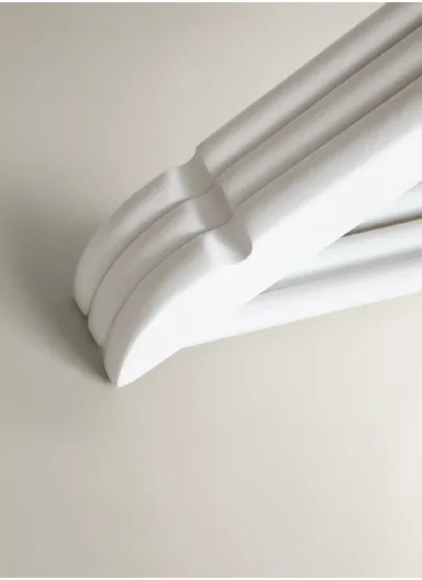 5 Pieces Wooden Clothes Hangers Set 44.5 x 1.2 x 23 cm with Swivel Hook and Non- Slip Shoulder Notch - White