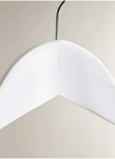 5 Pieces Wooden Clothes Hangers Set 44.5 x 1.2 x 23 cm with Swivel Hook and Non- Slip Shoulder Notch - White