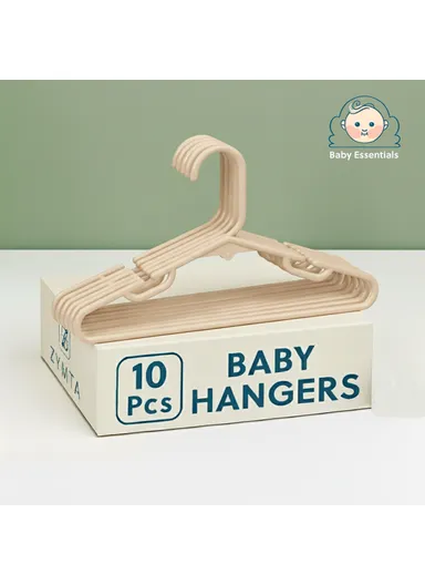 10 Pieces Kids Plastic Clothes Hangers Set 30 x 0.6 x 16.5 cm - Beige