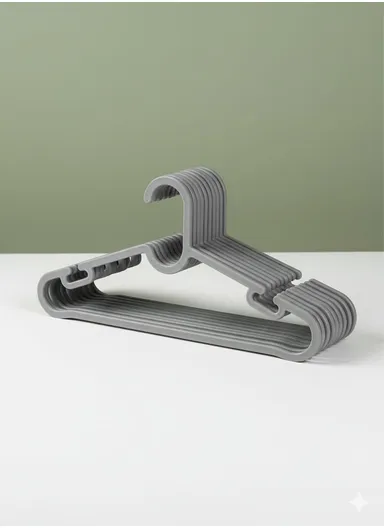 10 Pieces Plastic Clothes Hangers Set 38.5 x 0.4 x 17.5 cm - Grey