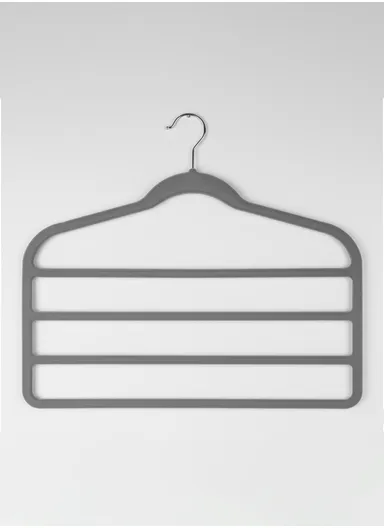 Velvet Trouser Hanger with 4 Layers 44.5 x 0.6 x 42.5 cm - Grey