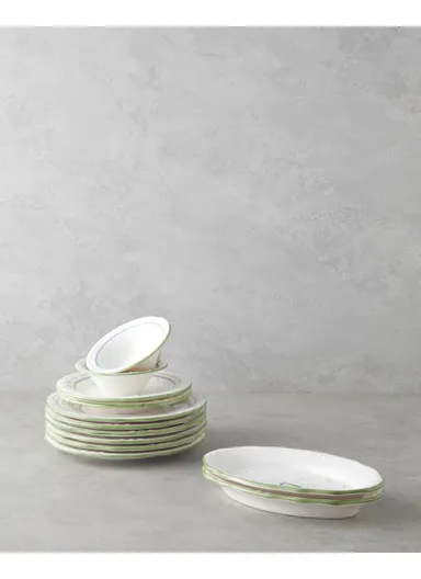 Lavender Porcelain Breakfast Set 12 Pieces for 6 People Green-Blue