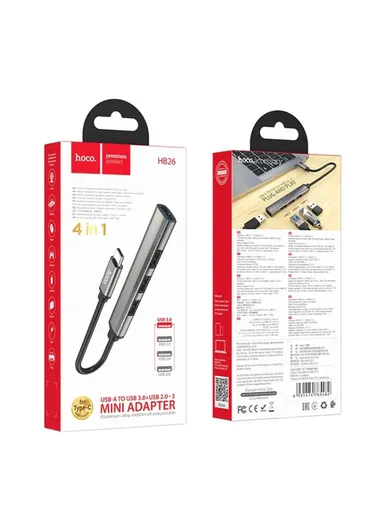 4-in-1 USB hub HB26 - Grey