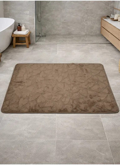 90x150cm Plush Polyester Carpet With Embossed Geometric Texture &amp; Anti-Slip Backing - Brown