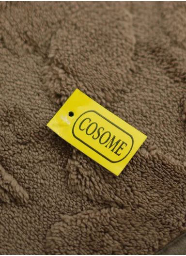 90x150cm Plush Polyester Carpet With Embossed Geometric Texture &amp; Anti-Slip Backing - Brown