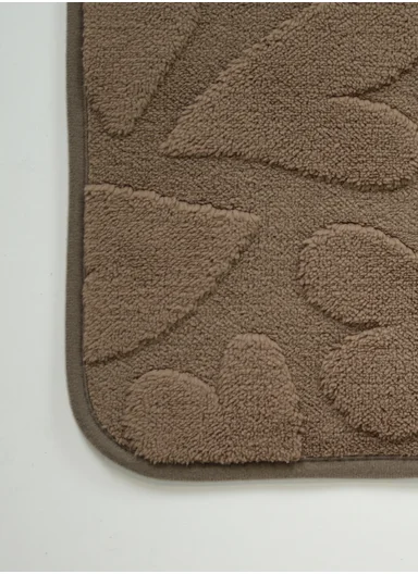 90x150cm Plush Polyester Carpet With Embossed Geometric Texture &amp; Anti-Slip Backing - Brown