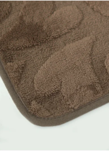 90x150cm Plush Polyester Carpet With Embossed Geometric Texture &amp; Anti-Slip Backing - Brown