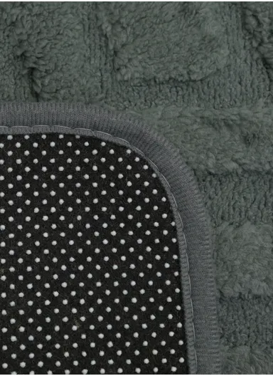 90x150cm Plush Polyester Carpet With Embossed Geometric Texture &amp; Anti-Slip Backing - Dark Grey