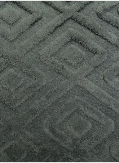 90x150cm Plush Polyester Carpet With Embossed Geometric Texture &amp; Anti-Slip Backing - Dark Grey