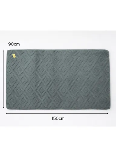 90x150cm Plush Polyester Carpet With Embossed Geometric Texture &amp; Anti-Slip Backing - Dark Grey