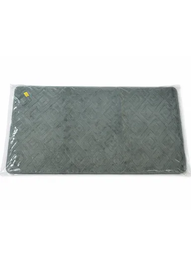 90x150cm Plush Polyester Carpet With Embossed Geometric Texture &amp; Anti-Slip Backing - Dark Grey