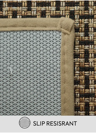 80x50cm Classic Faux Linen Woven Kitchen Mat with Non-Slip TPR Backing – Dark Brown