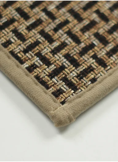 80x50cm Classic Faux Linen Woven Kitchen Mat with Non-Slip TPR Backing – Dark Brown