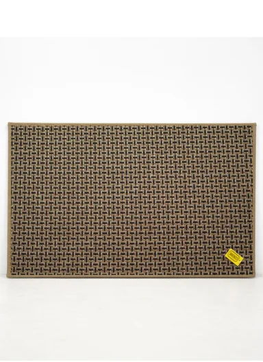 80x50cm Classic Faux Linen Woven Kitchen Mat with Non-Slip TPR Backing – Dark Brown