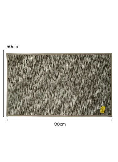 50x80cm Woven Texture Polyester Kitchen Mat with Non Slip TPR Backing - Light Brown