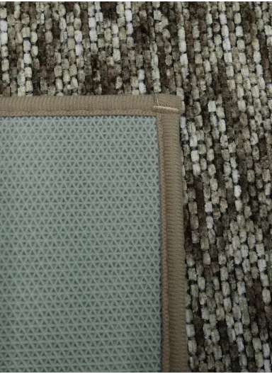 50x80cm Woven Texture Polyester Kitchen Mat with Non Slip TPR Backing - Light Brown