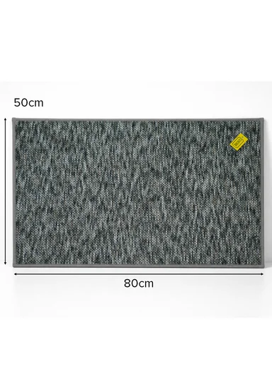 80x50cm Woven Texture Polyester Kitchen Mat with Non Slip TPR Backing - Grey