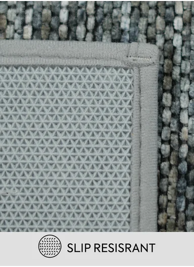 80x50cm Woven Texture Polyester Kitchen Mat with Non Slip TPR Backing - Grey