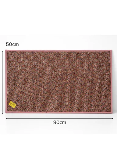 80x50cm Woven Texture Polyester Kitchen Mat with Non Slip TPR Backing - Pink