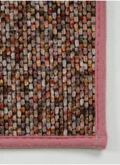 80x50cm Woven Texture Polyester Kitchen Mat with Non Slip TPR Backing - Pink