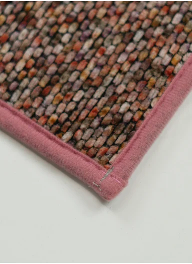 80x50cm Woven Texture Polyester Kitchen Mat with Non Slip TPR Backing - Pink
