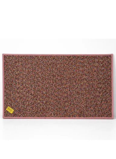 80x50cm Woven Texture Polyester Kitchen Mat with Non Slip TPR Backing - Pink