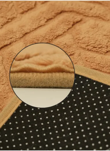 90x150cm Traditional Rectangular Bath Mat with Soft Polyester Surface - Camel