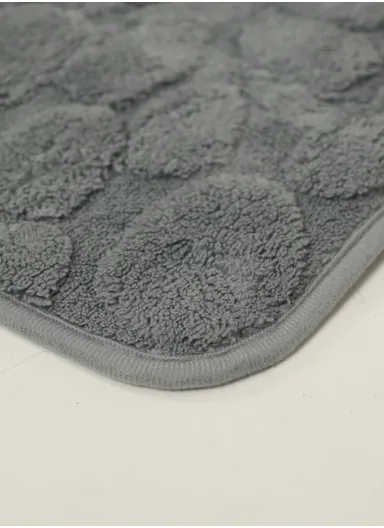 90x150cm Traditional Rectangular Bath Mat with Soft Polyester Surface - Blue Grey