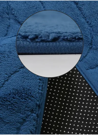 90x150cm Traditional Rectangular Bath Mat with Soft Polyester Surface - Blue
