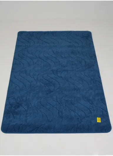 90x150cm Traditional Rectangular Bath Mat with Soft Polyester Surface - Blue
