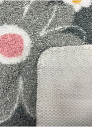 60x40cm Floral Pattern Bathroom Mat With Soft Microfiber Feel - Grey