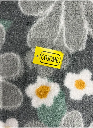 60x40cm Floral Pattern Bathroom Mat With Soft Microfiber Feel - Grey