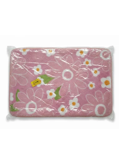 60x40cm Floral Pattern Bathroom Mat With Soft Microfiber Feel - Pink