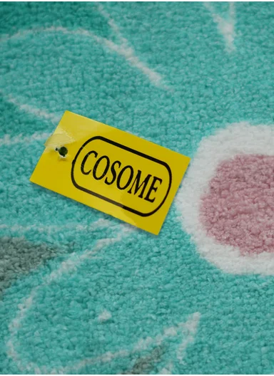 60x40cm Floral Pattern Bathroom Mat With Soft Microfiber Feel - Aqua Blue