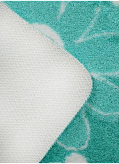 60x40cm Floral Pattern Bathroom Mat With Soft Microfiber Feel - Aqua Blue