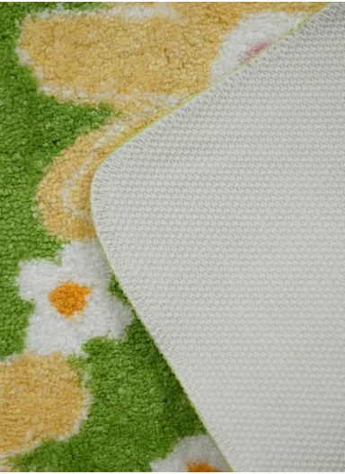 60x40cm Floral Pattern Bathroom Mat With Soft Microfiber Feel - Green