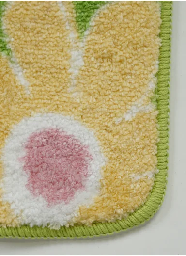 60x40cm Floral Pattern Bathroom Mat With Soft Microfiber Feel - Green