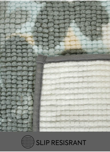 80x50cm Microfiber Bathroom Mat with Floral Pattern &amp; Soft Microfiber Backing - Grey