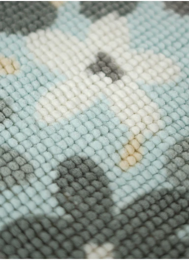 80x50cm Microfiber Bathroom Mat with Floral Pattern &amp; Soft Microfiber Backing - Grey