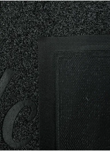 60x90cm Welcome Doormat, Durable Textured PVC Floor Mat with Non-Slip Backing - Black