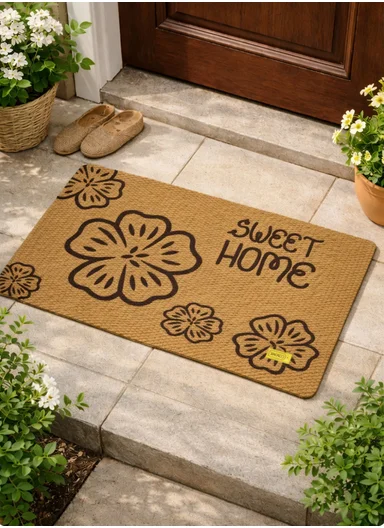 50x80cm Rubber Door Mat Dustproof Non-slip Home, Hotel, Entrance Mat Floor Carpet - Dark Beige