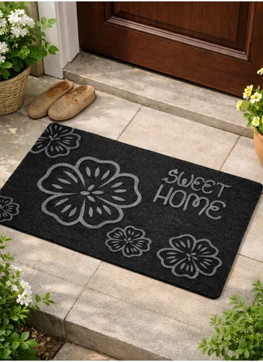 50x80cm Rubber Door Mat Dustproof Non-slip Home, Hotel, Entrance Mat Floor Carpet - Black