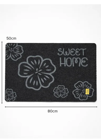 50x80cm Rubber Door Mat Dustproof Non-slip Home, Hotel, Entrance Mat Floor Carpet - Black