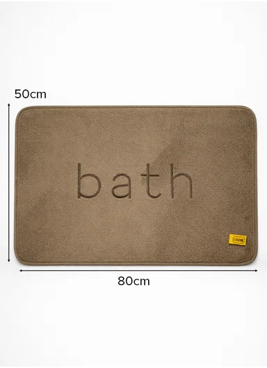 50×80cm Absorbent Bathroom Floor Mat with Non-Slip Backing - Brown