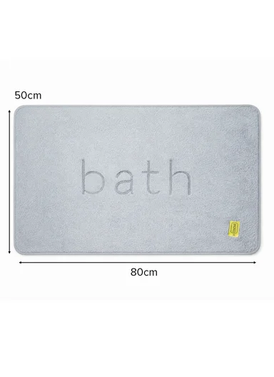 50×80cm Absorbent Bathroom Floor Mat with Non-Slip Backing - Light Grey