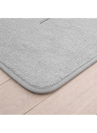 50×80cm Absorbent Bathroom Floor Mat with Non-Slip Backing - Light Grey