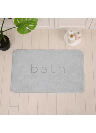 50×80cm Absorbent Bathroom Floor Mat with Non-Slip Backing - Light Grey