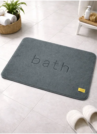 50×80cm Absorbent Bathroom Floor Mat with Non-Slip Backing - Dark Grey
